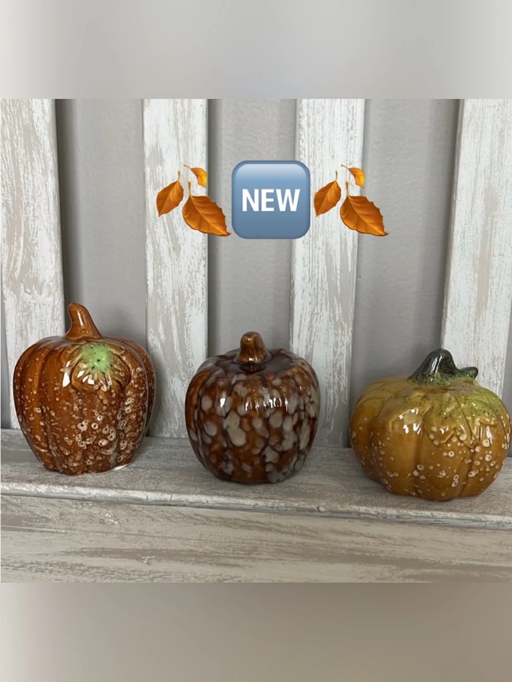 Fall Pumpkins~ Adorable Ceramic 3Pc Pumpkin Set  🍃🆕🍃